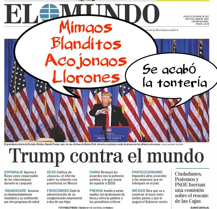 Tras el lacrimógenea discurso de despedida de Obama, llega el Hello World del Presidente Electo. La generación blandita está temblando