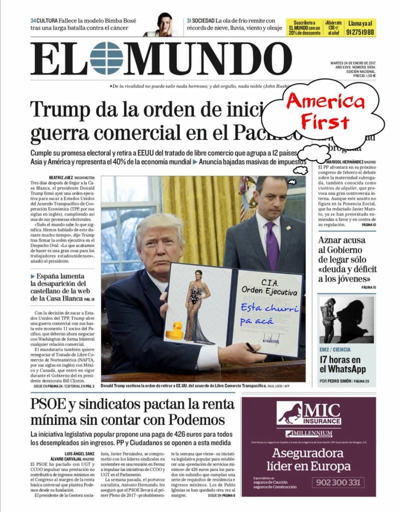 asustado con las 1as medidas Trump. Baja impuestos, elimina regulaciones, def. ptos Usa y elimina subv al aborto. Dónde vamos a parar