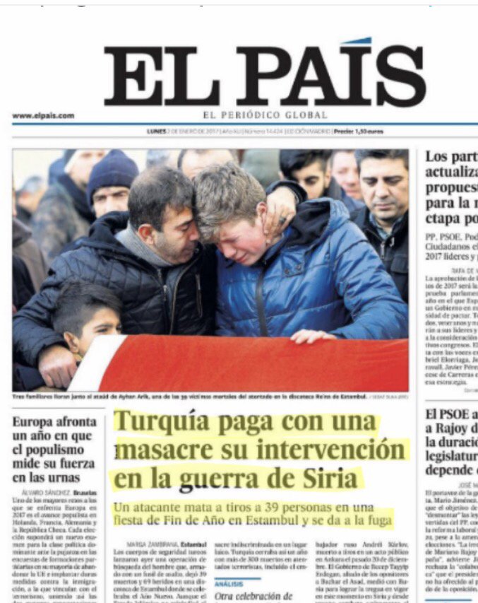 El País justificando el acto terrorista contra inocentes ciudadanos turcos