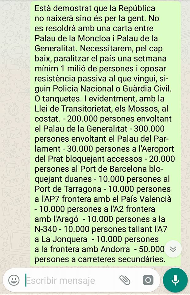 Mensaje de la movilización callejera en Cataluña. Continuación