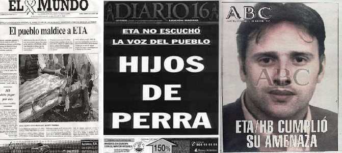 Esos mismos criminales secuestraron y asesinaron al joven concejal Miguel Ángel Blanco de dos tiros en la nuca sin que pudiera defenderse
