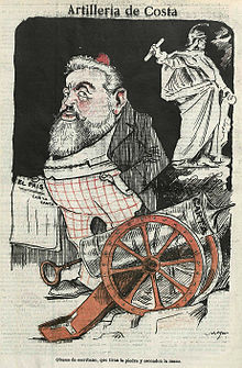 Caricatura de Joaquín Costa en el semanario satírico Gedeón, julio de 1903.