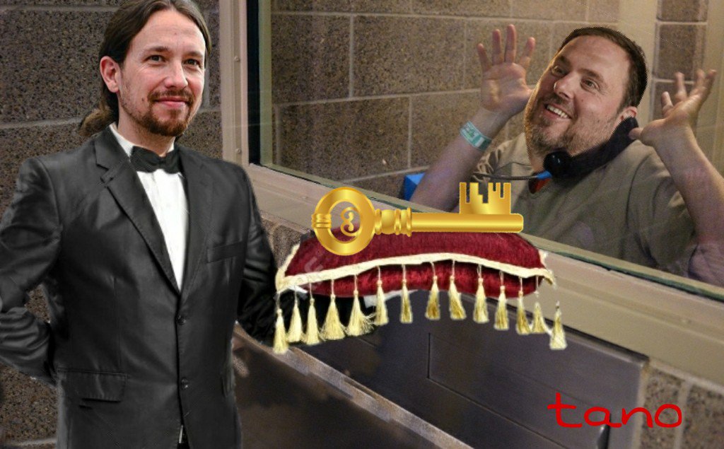 Viendo a Pablo Iglesias en espejo público está mañana diciendo que Oriol Junqueras debería estar libre por que algunas acusaciones no se sostienen, lo tengo todavía más claro, le va a ofrecer la llave de la libertad por el voto a favor de los presupuestos.... Por Tano