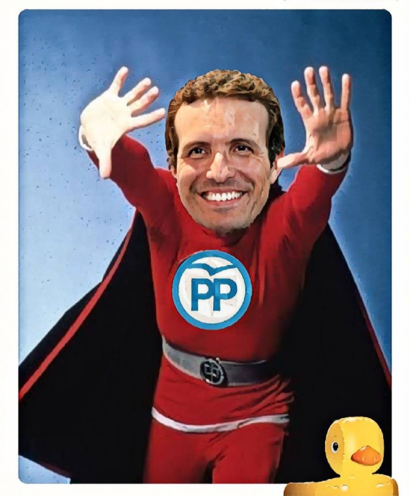 Nadie puede negar que Moreno Bonilla ha salvado los muebles por el resultado obtenido gracias a la constante presencia de su presidente nacional. Ilustración de Linda Galmor