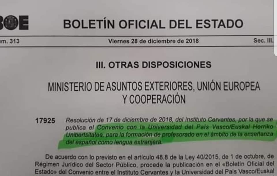 B.O.E. Viernes 28 de diciembre de 2018