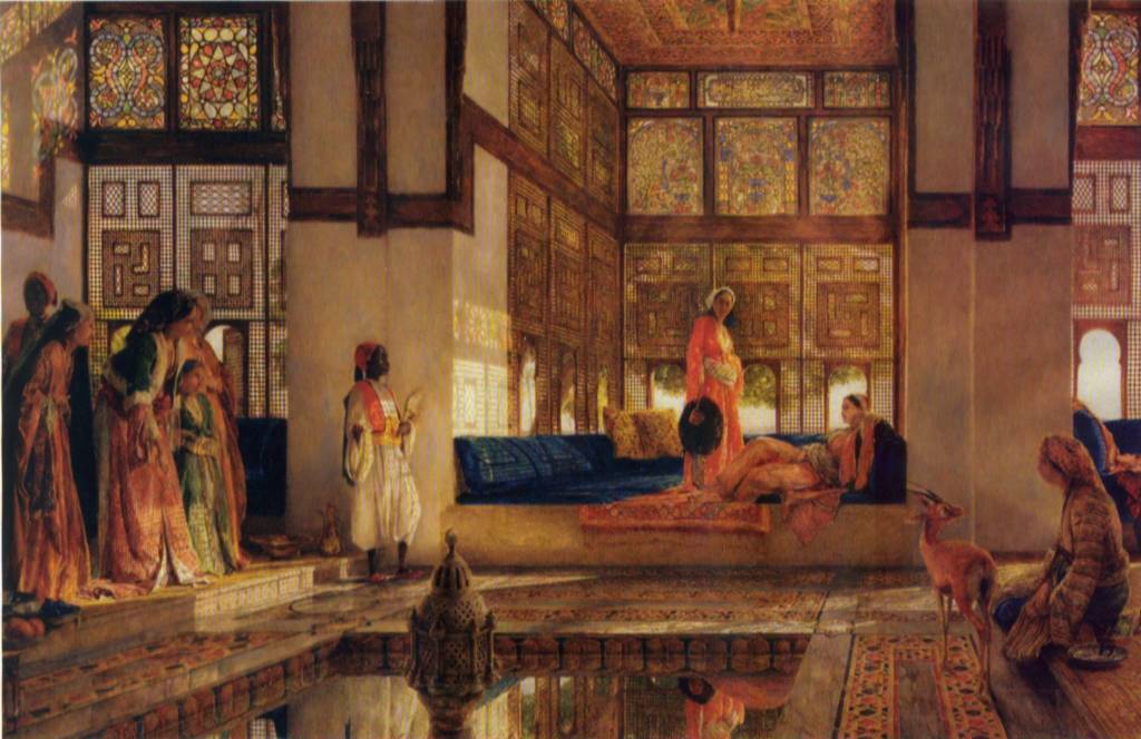 La corte de Al Mutamid.: La recepción. Óleo de John Frederick Lewis. 1873