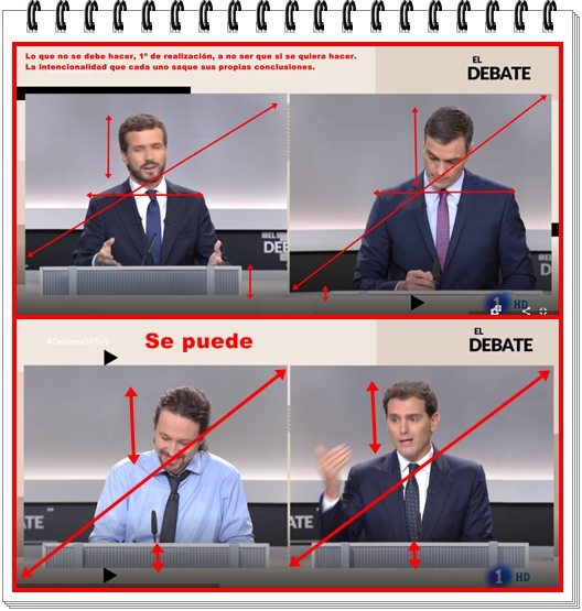 Tecnicamente sí se puede. Como vemos en las gafas de Rivera e Iglesias, los planos están compensados. Por el contrario Casado y Sánchez aparecen descompensados.