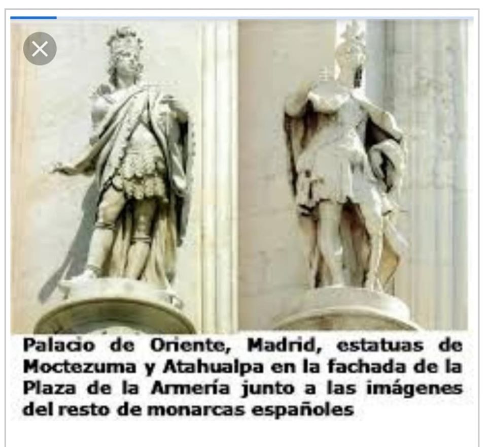 La estatua de Atahualpa y la de Moctezuma