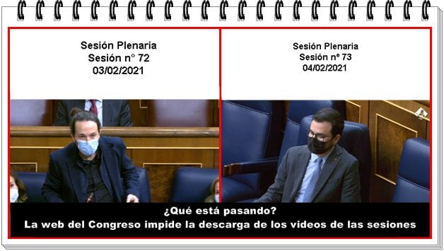 La web del Congreso impide la descarga de los videos de las sesiones parlamentarias.