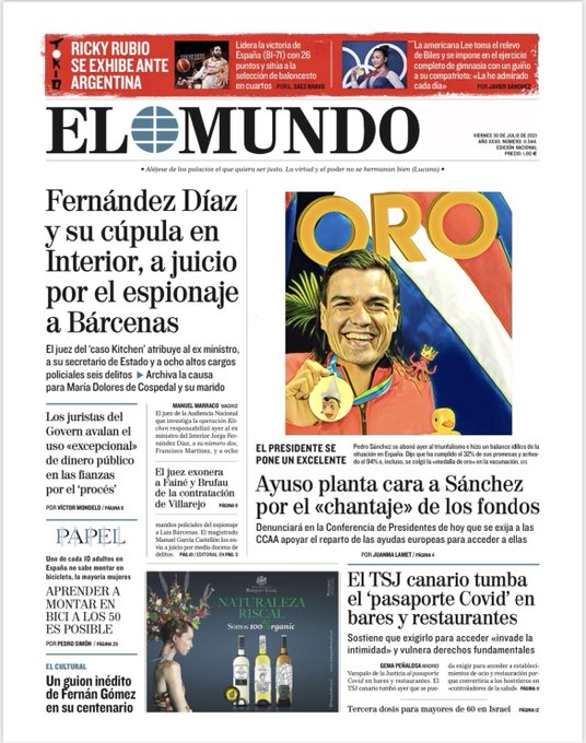 Su Persona se pone él mismo la medalla de oro de cumplidor y de excelencia en la gestión. Por Linda Galmor