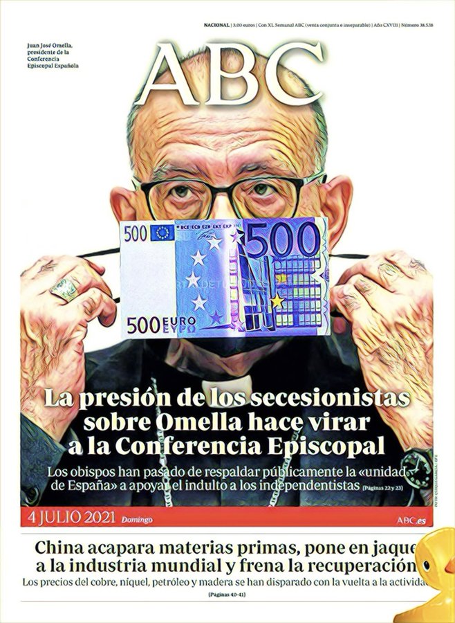 Los bienes materiales de la Iglesia están por encima de la unidad de España. Por Linda Galmor